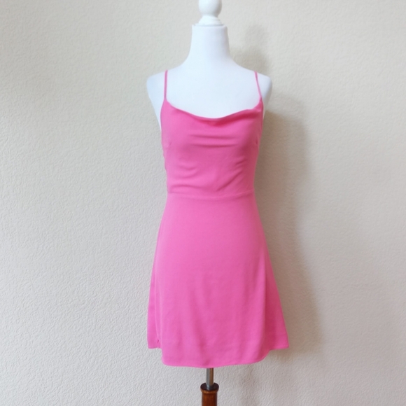 Aritzia Sun•Deh pink cown neck mini dress - Picture 2 of 6